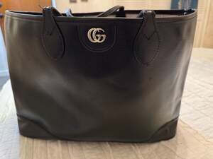 Gucci Ophidia Medium Textured Leather Tote Bag Black